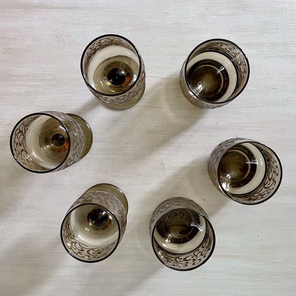 VINTAGE 1970s Libbey Prado Scroll 3 Low Ball Glasses + 3 Wine Glasses - Set of 6 - Picture 6 of 8